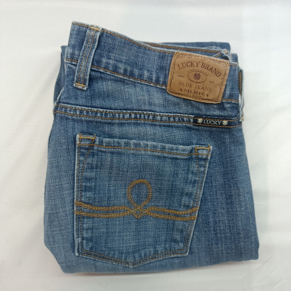 Lucky Brand Sofia Straight Mid Rise Jeans Womens 6/28R Blue Denim Vtg Y2K 90s